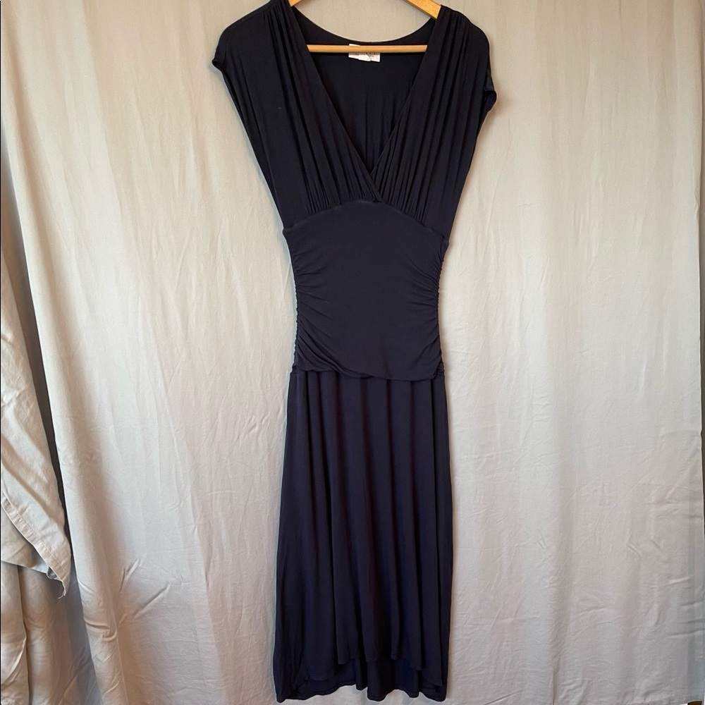 velvet by Graham & Spencer Navy Lagenlook Jersey Ruched Sides Dress